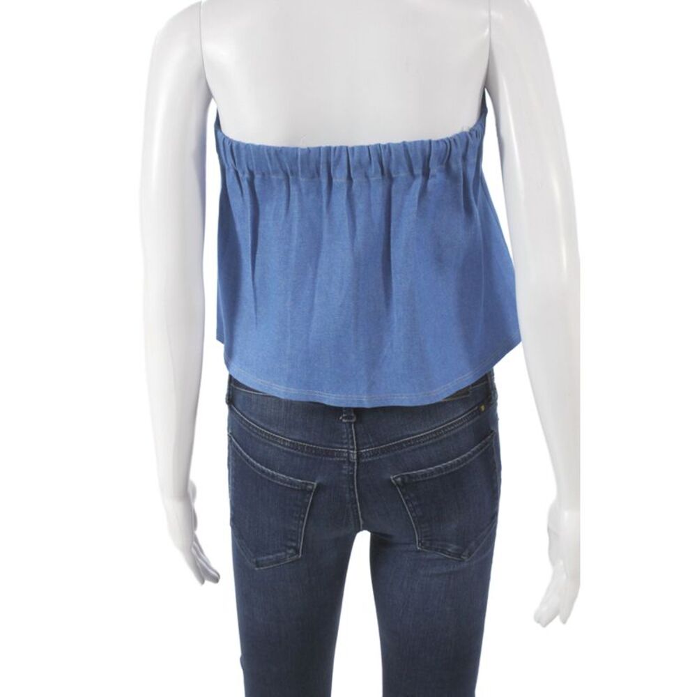 Clayton Womens Cropped Tank Blue Off Shoulder Sleeveless Cotton Size S - Picture 3 of 5
